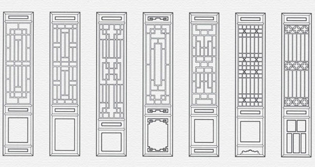 新晃常用中式仿古花窗图案隔断设计图